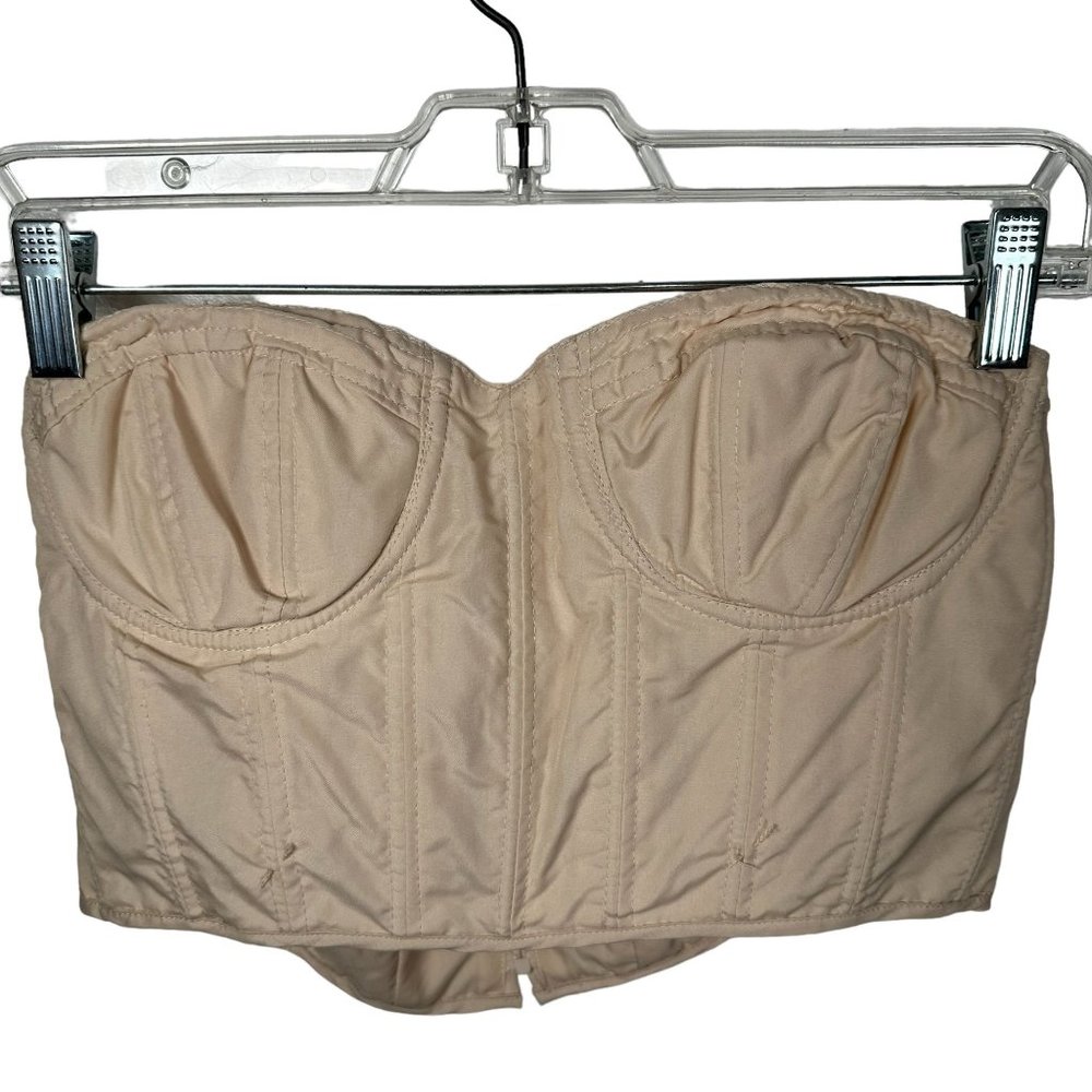 Bill Levkoff Bustier Lingerie Beige Womens Sz 10 Polyester Strapless‎ Zip Corset